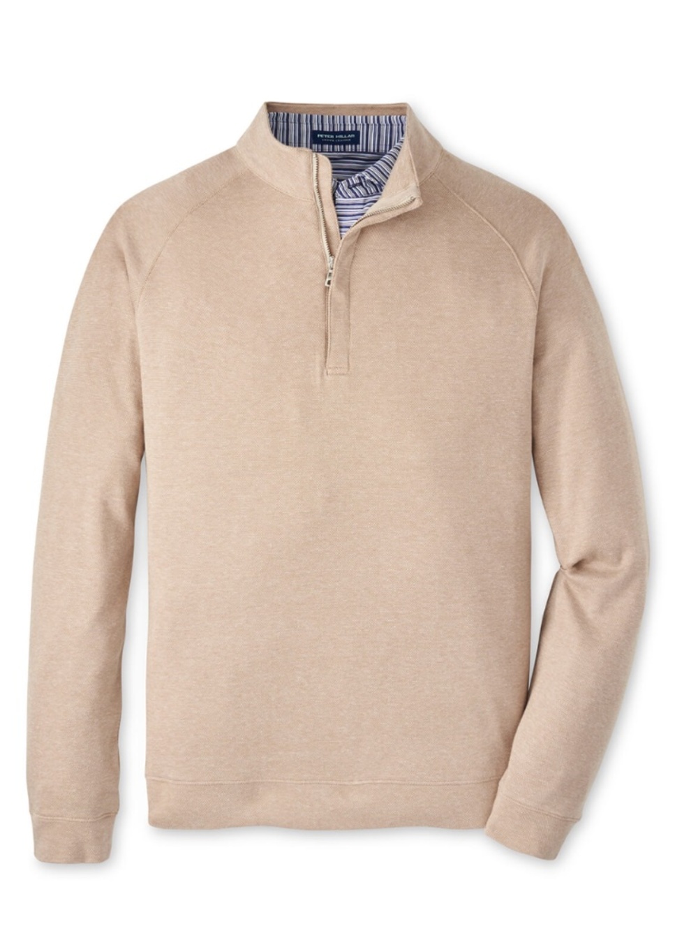 Peter Millar Men's XL Camel Cashmere Blend Grant Birdseye Quarter-Zip MSRP $298